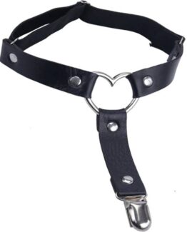 Portjartier piele cu inima marime universala Black2 Portjartier piele cu inima marime universala Black