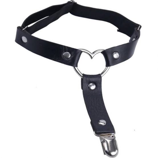 Portjartier piele cu inima marime universala Black2 Portjartier piele cu inima marime universala Black