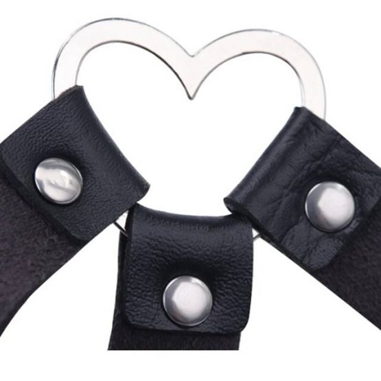 Portjartier piele cu inima marime universala Black4 Portjartier piele cu inima marime universala Black