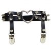 Portjartier piele cu tepi si capse marime universala Black