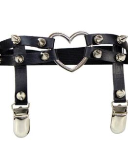 Portjartier piele cu tepi si capse marime universala Black1 Portjartier piele cu tepi si capse marime universala Black