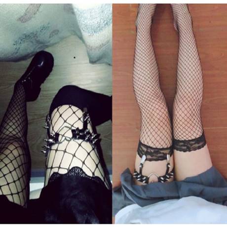 Portjartier piele cu tepi si capse marime universala Black