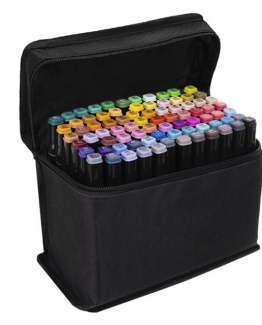 Set 80 carioci profesionale cu 2 capete Multicolor