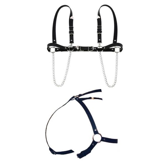 Set lenjerie erotica din piele ecologica marime universala Black Set lenjerie erotica din piele ecologica marime universala Black