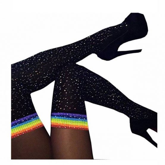 Sosete lungi cu cristale multicolore marime universala Negru1 Sosete lungi cu cristale multicolore marime universala Negru