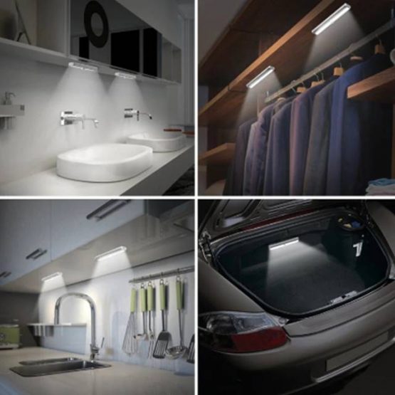 Lampa LED auto-adeziva cu senzor de miscare Alb