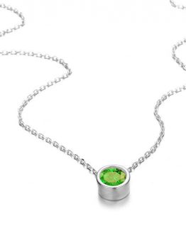 Lantisor Peridot luna August cu cristal Verde Deschis Argintiu