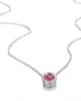 Lantisor Rubin luna Iulie cu cristal Transparent Argintiu