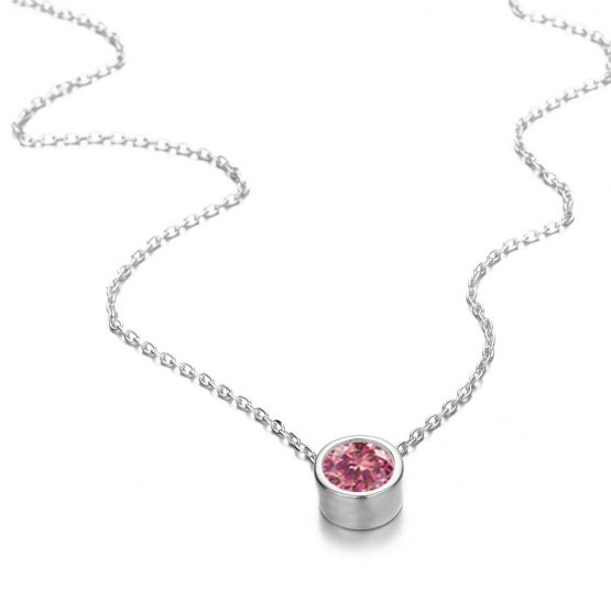Lantisor Rubin luna Iulie cu cristal Transparent Argintiu Lantisor Rubin luna Iulie cu cristal Transparent Argintiu