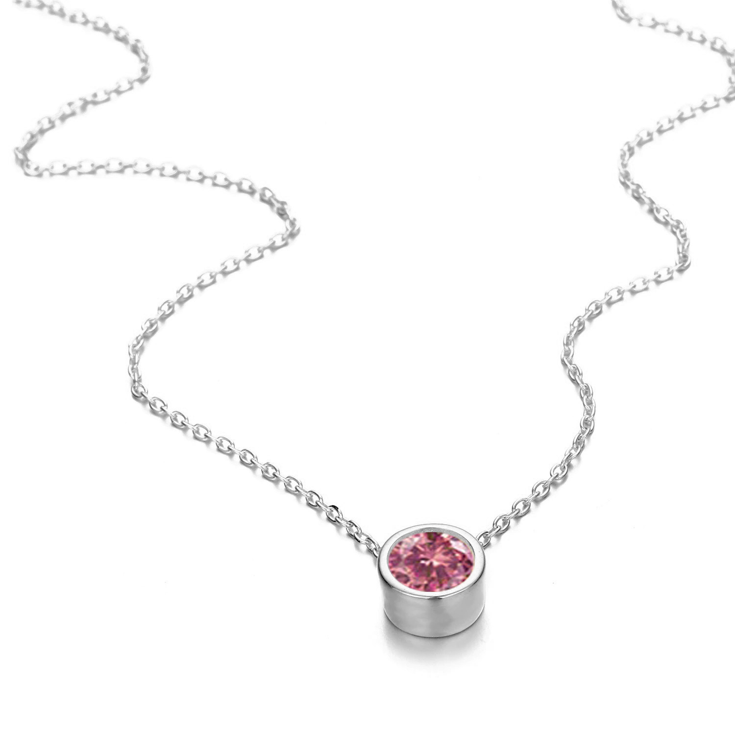 Lantisor Rubin luna Iulie cu cristal Transparent Argintiu
