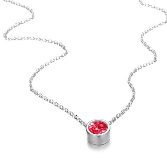 Lantisor Turmalina luna Octombrie cu cristal Roz Argintiu Lantisor Turmalina luna Octombrie cu cristal Roz Argintiu