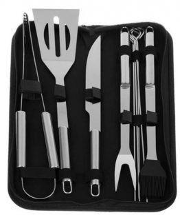 Set 9 ustensile gratar otel inoxidabil Negru Argintiu