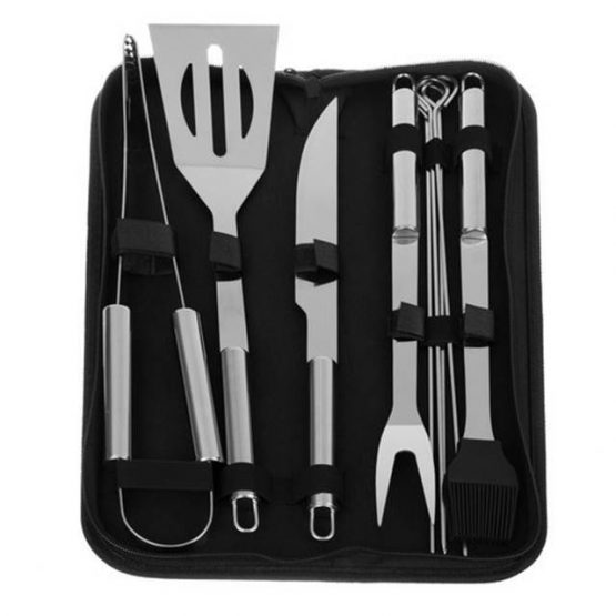 Set 9 ustensile gratar otel inoxidabil Negru Argintiu1 Set 9 ustensile gratar otel inoxidabil Negru Argintiu