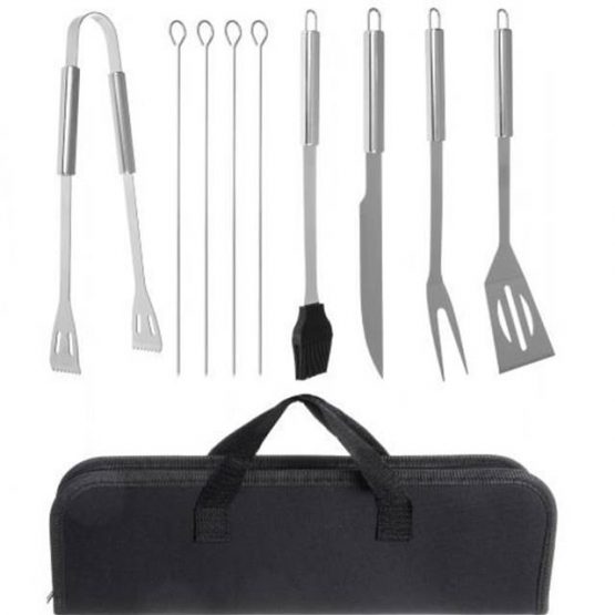 Set 9 ustensile gratar otel inoxidabil Negru Argintiu3 Set 9 ustensile gratar otel inoxidabil Negru Argintiu