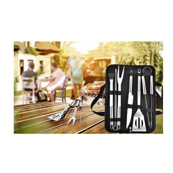Set 9 ustensile gratar otel inoxidabil Negru Argintiu8 Set 9 ustensile gratar otel inoxidabil Negru Argintiu