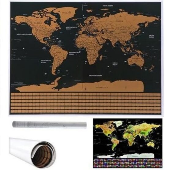 Harta lumii razuibila cu accesorii, 82 x 59 cm, Negru Harta lumii razuibila cu accesorii, 82 x 59 cm, Negru