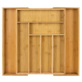 Organizator pentru tacamuri din lemn de bambus, extensibil Organizator pentru tacamuri din lemn de bambus, extensibil