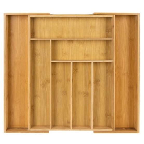 Organizator pentru tacamuri din lemn de bambus, extensibil