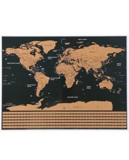 Harta lumii razuibila cu accesorii, 82 x 59 cm, Negru