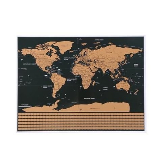 Harta lumii razuibila cu accesorii, 82 x 59 cm, Negru