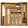 Organizator pentru tacamuri din lemn de bambus, extensibil