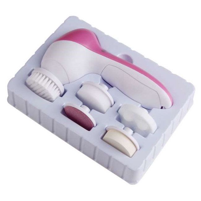 Perie rotativa 5 in 1 pentru masaj facial si exfoliere