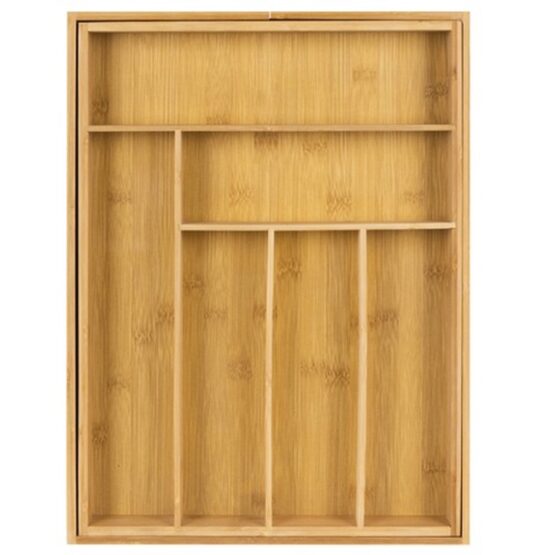 Organizator pentru tacamuri din lemn de bambus, extensibil