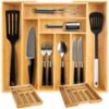 Organizator pentru tacamuri din lemn de bambus, extensibil