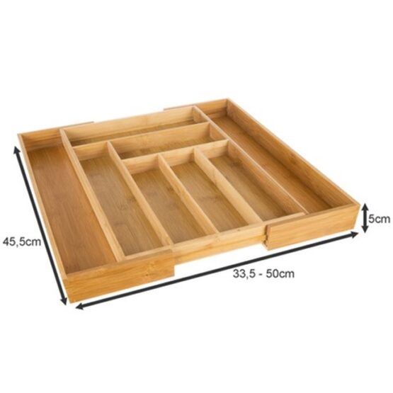 Organizator pentru tacamuri din lemn de bambus, extensibil