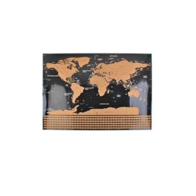 Harta lumii razuibila cu accesorii, 82 x 59 cm, Negru