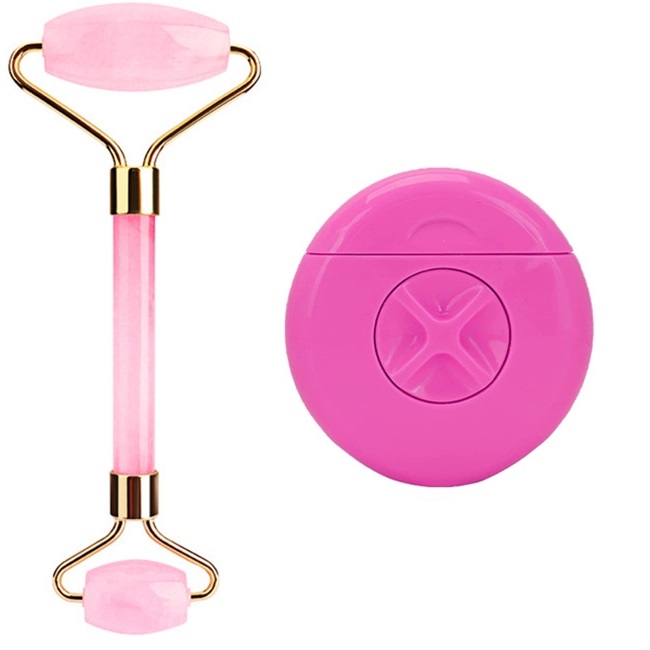 Set rola din jad si epilator 3 in 1, Roz
