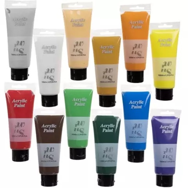Set 12 acuarele acrilice profesionale, Multicolor