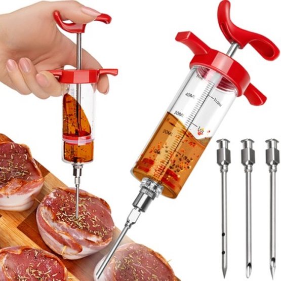 Set seringa pentru marinat carne, reutilizabil, Rosu Set seringa pentru marinat carne, reutilizabil, Rosu