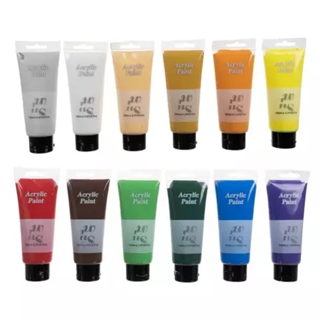 Set 12 acuarele acrilice profesionale, Multicolor