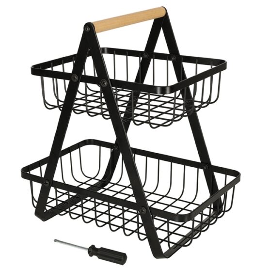 Cos fructe cu 2 etaje, minimalist, 27 x 17 x 29.5 cm