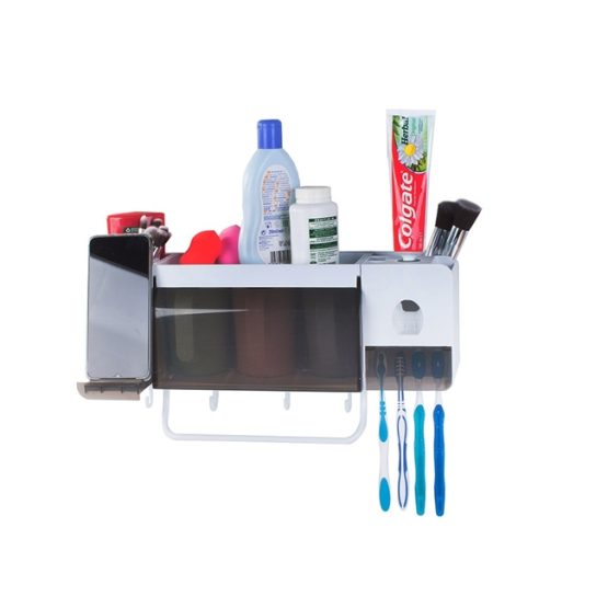 Organizator periuta de dinti si pasta, Alb / Gri
