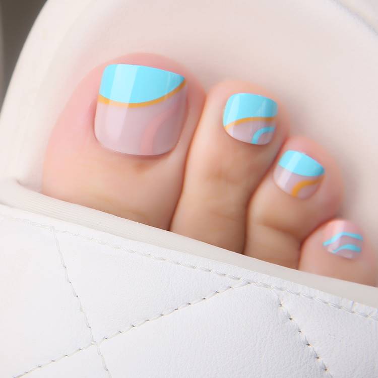 Set 24 unghii picioare model Vara Turcoaz