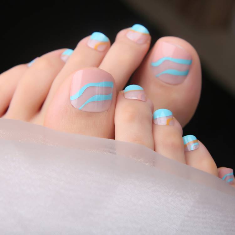 Set 24 unghii picioare model Vara Turcoaz