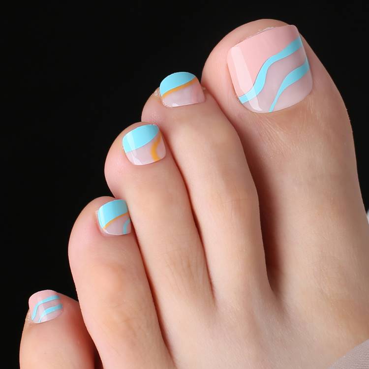 Set 24 unghii picioare model Vara Turcoaz