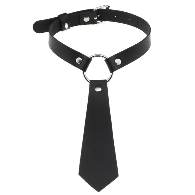 Choker pentru gat, tip cravata pentru festivaluri si petreceri punk-rock, Negru