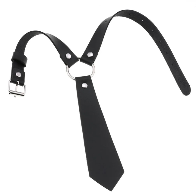 Choker pentru gat, tip cravata pentru festivaluri si petreceri punk-rock, Negru