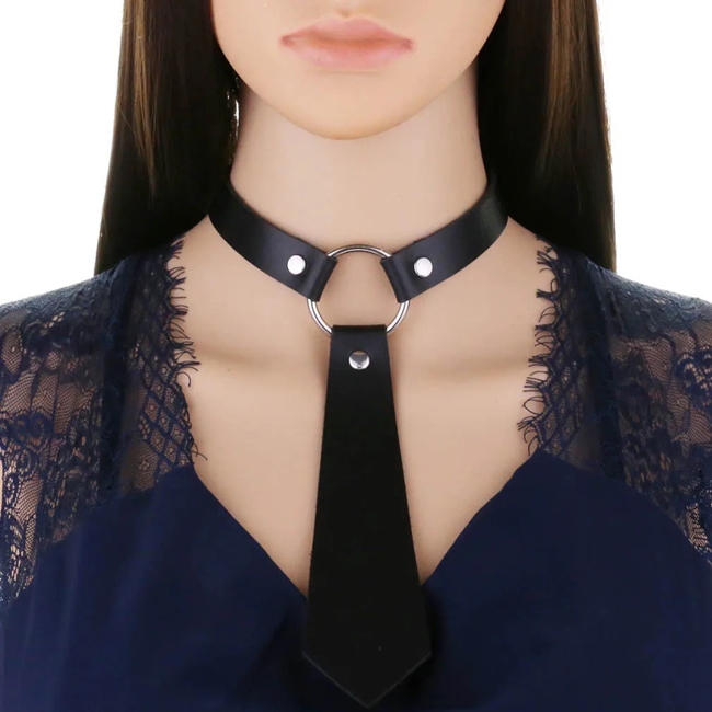 Choker pentru gat, tip cravata pentru festivaluri si petreceri punk-rock, Negru