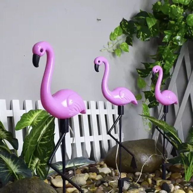 Set 3 lampi solare gradina model flamingo 52 cm