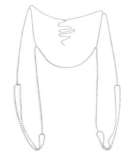 Body-chain cu strasuri cristale si strasuri aliaj metalic Argintiu