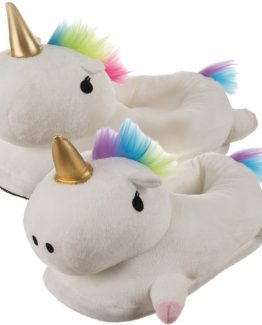 Papuci de casa pufosi unicorn marimea 34-38 Alb