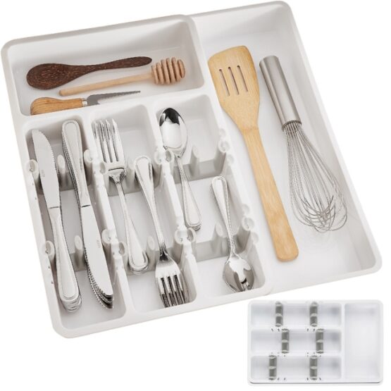 Organizator tacamuri si ustensile 24x41x38 cm Alb
