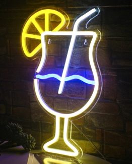 Semn LED Cocktail, decor bar, petreceri, Galben