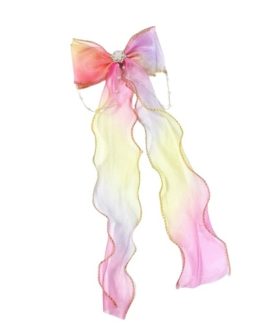 Clama de par cu fundita si perle pentru gradinita Roz