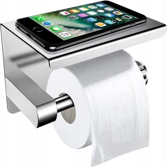 Suport hartie igienica cu raft depozitare telefon Suport hartie igienica cu raft depozitare telefon
