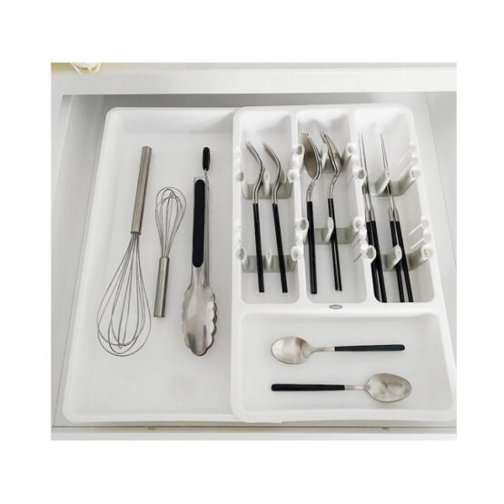 Organizator tacamuri si ustensile 24x41x38 cm Alb